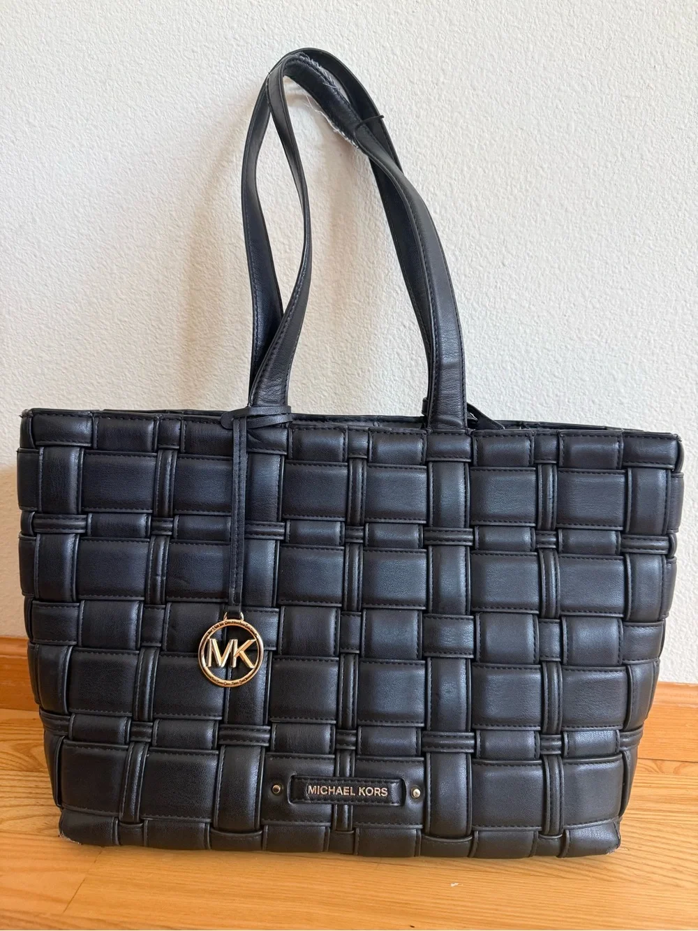 Michael Kors Ivy Woven Tote Bag Black AS IS / READ DESCRIPTION